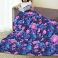 thumbnail image 6 of Honeii Blue Skull Rose Print Fleece Blanket - Throw Blanket for Bed, Sofa, Couch, Camping, and Travel , Microplush Ultra Soft Warm Blanket-40"x30", 6 of 7