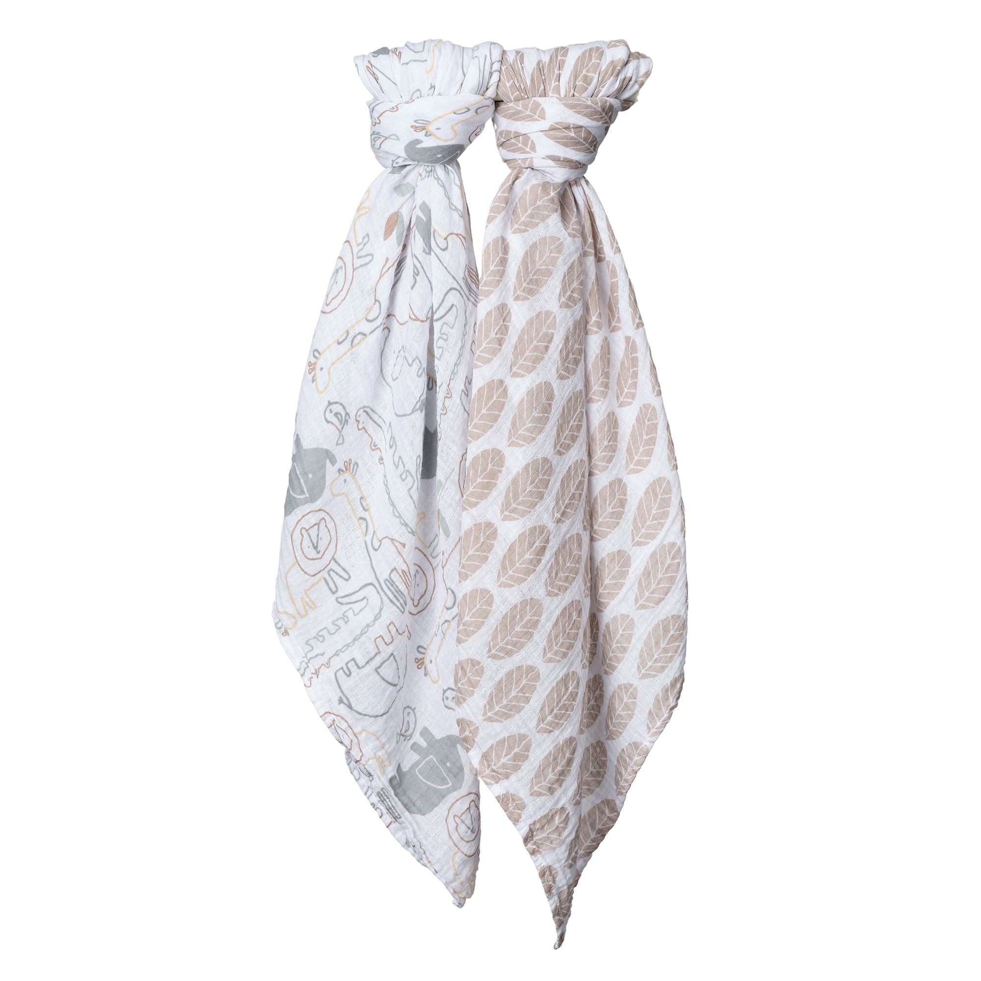 Lambs & Ivy Jungle Story 100% Cotton Muslin Safari Swaddle Blankets - 2 Pack