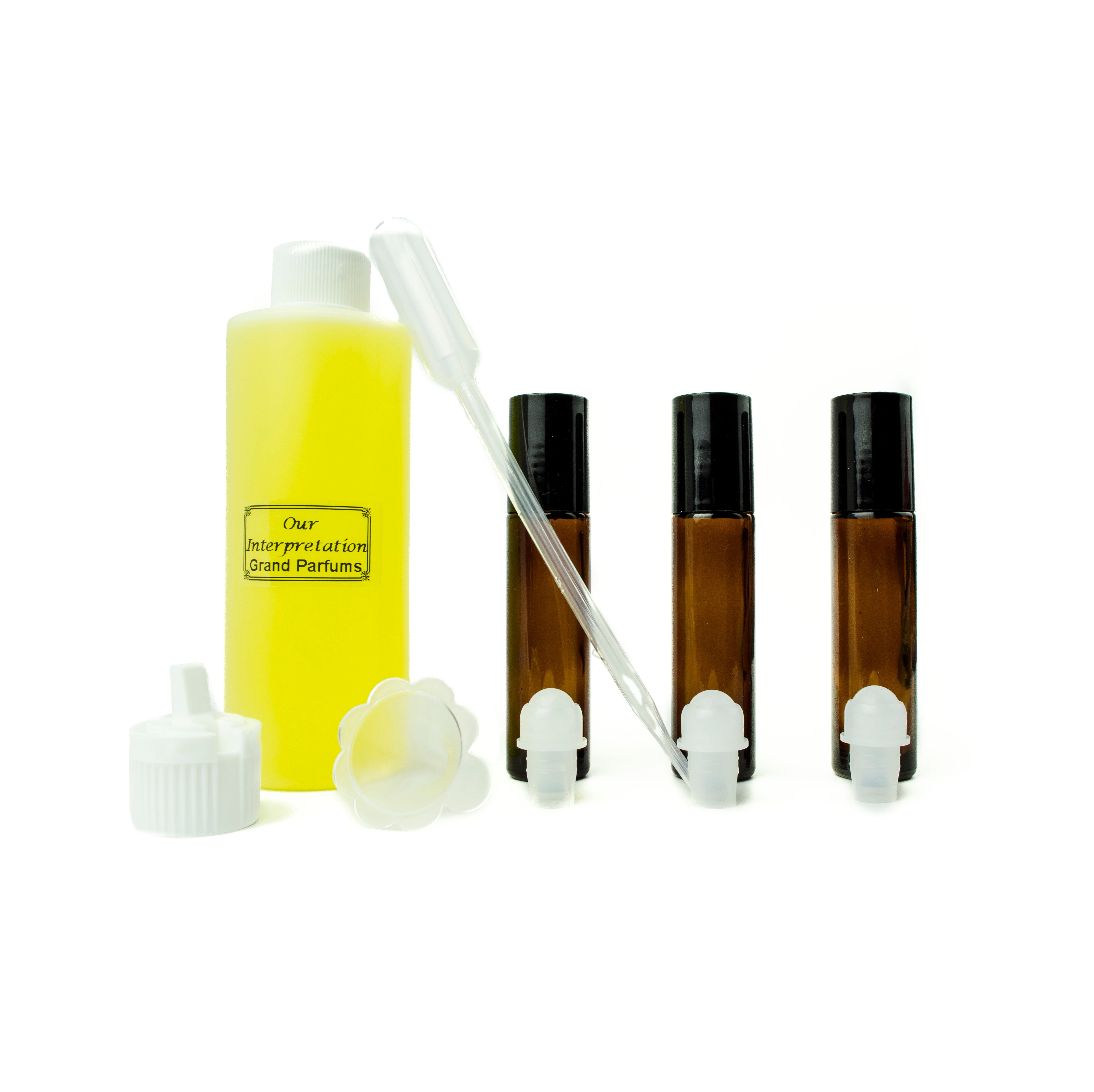Grand Parfums Perfume Oil Set - Egyptian Musk Body Oil Scented Fragrance Oil - Our Interpretation, with Roll On Bottles and Tools to Fill Them (2 Oz)