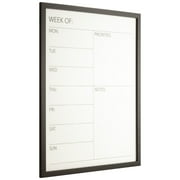 Gallery Solutions 24" x 30" Weekly Priority Dry Erase Whiteboard Calendar, Black