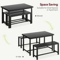 thumbnail image 4 of Kojooin 3 Piece Dining Table Set for 4, Kitchen Table with 2 Benches, Rectangular Rustic Small Space Furniture for Apartment or Studio, 4 of 8