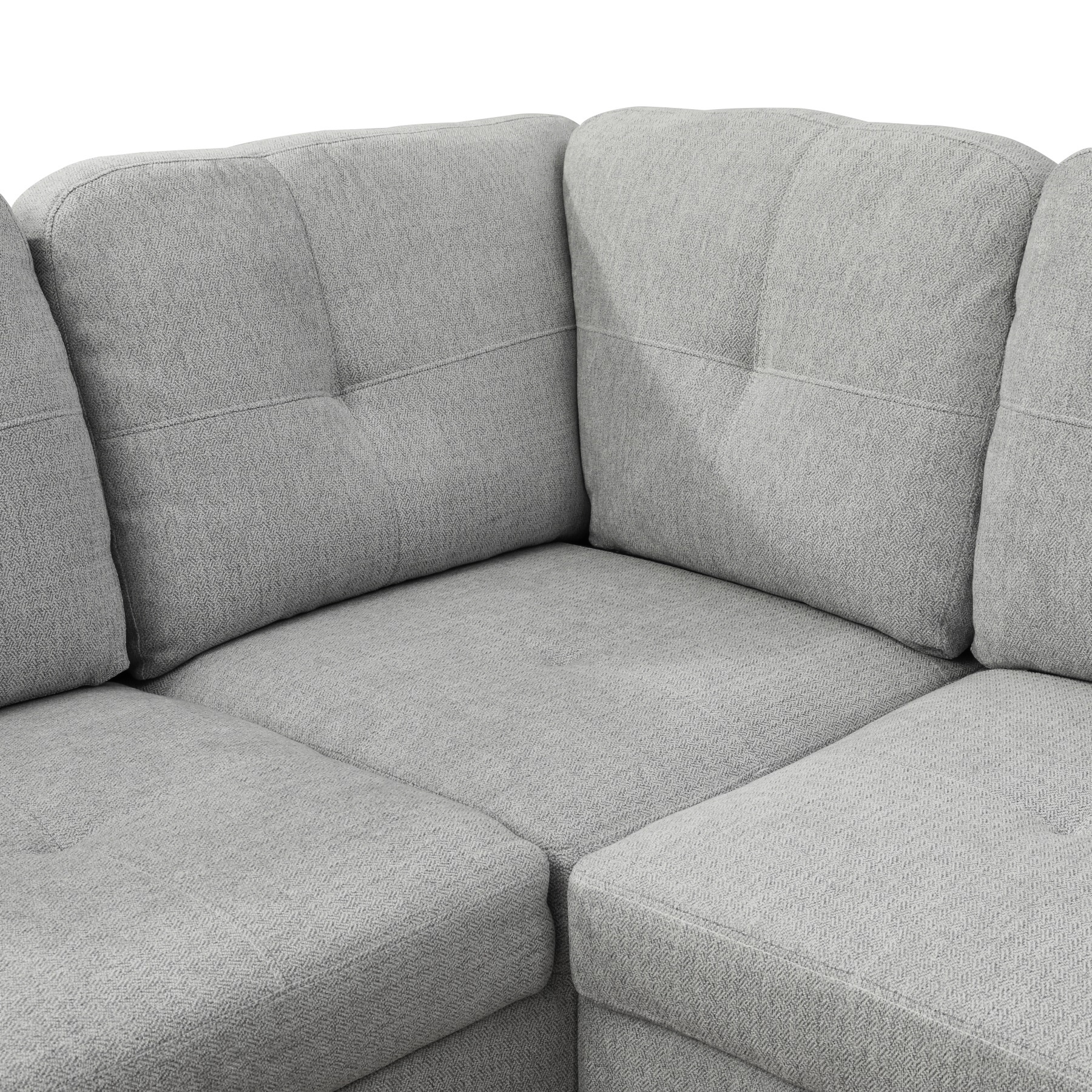 Hommoo 2-Piece Flannel Living Room Furniture Set, L-Shaped Sectional Couches and Sofa Set, Left Side, No Ottomans,Light Gray