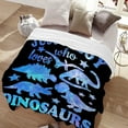 thumbnail image 2 of Dinosaur Blanket-Just A Boy Who Loves Dinosaurs Soft Comfy Throws Gift for Men Teen Kids Lightweight Cozy Flannel Jurassic Dino Fan Blankets Cute Animal Plush for Couch Bed Sofa-60"x50" Twin for Boys, 2 of 6
