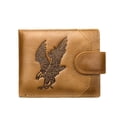 thumbnail image 1 of Tonnylam Cartera corta de cuero genuino para hombre, estilo casual de negocios, con estampado retro de águila., 1 of 5