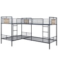 thumbnail image 2 of JERFIT L-Shaped Quadruple Metal Bunk Bed, Twin Size, Space Saving Design with Slat System Guard Rails, No Box Spring Needed, Black, 2 of 5