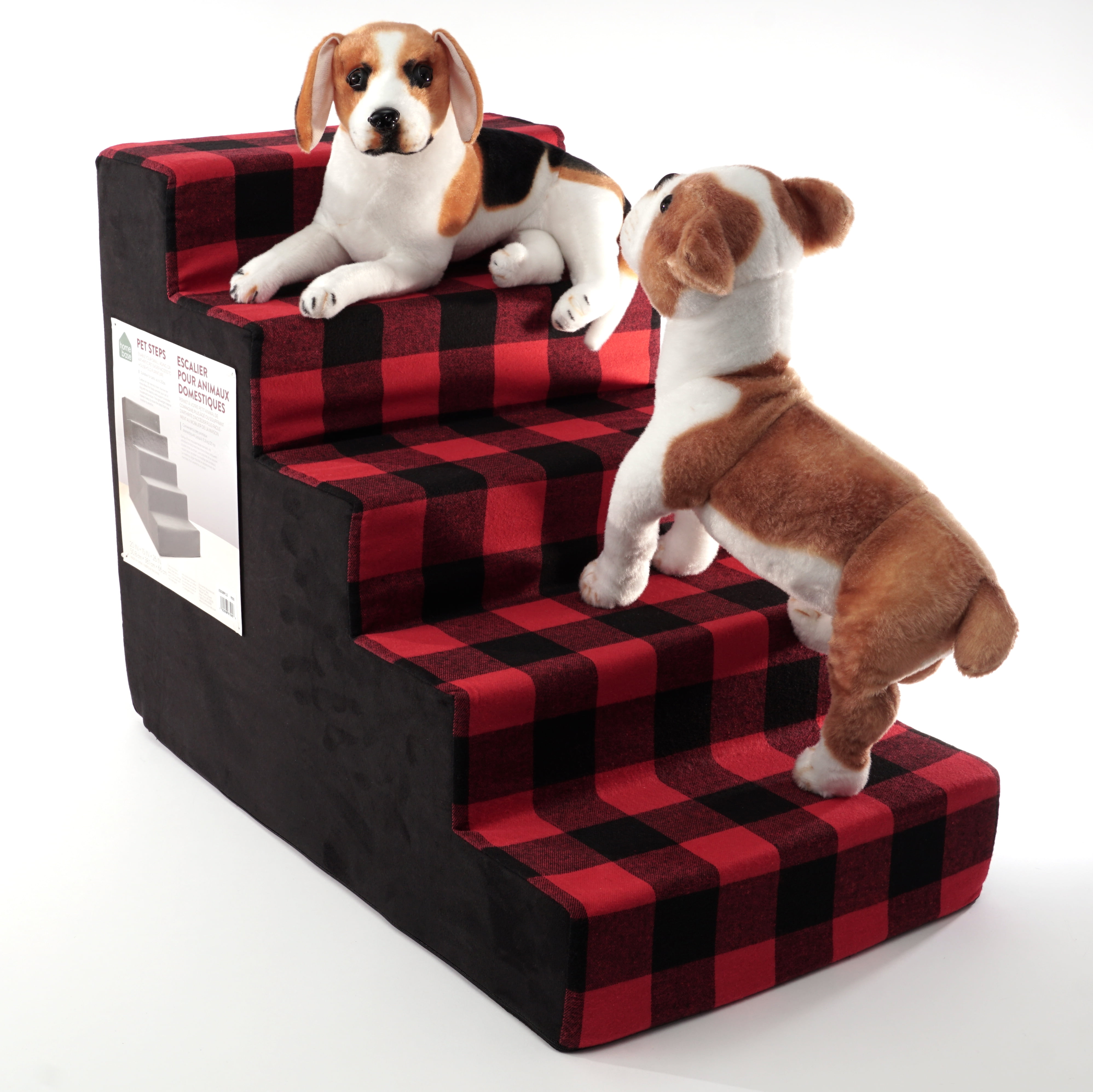 Precious Tails Plaid High Density Foam 5 Steps Pet Dog Stairs