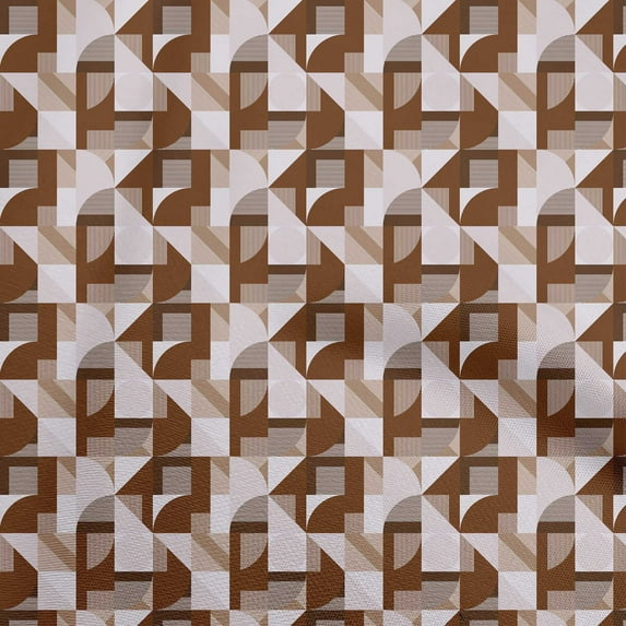 oneOone Cotton Silk Brown Fabric Geometric Sewing Material Print Fabric By The Yard 42 Inch Wide