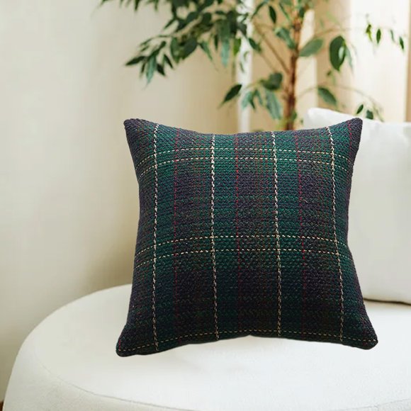 Funda de almohada de cuadros navideños 45x45cm - Funda de cojines de tela de poliéster roja y verde, lavable y con efecto de absorbente, decoración del hogar de 17,71x17,71 pulgadas