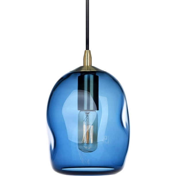 ERQI Blue Pendant Lights Kitchen Island Modern Glass Pendant Lighting