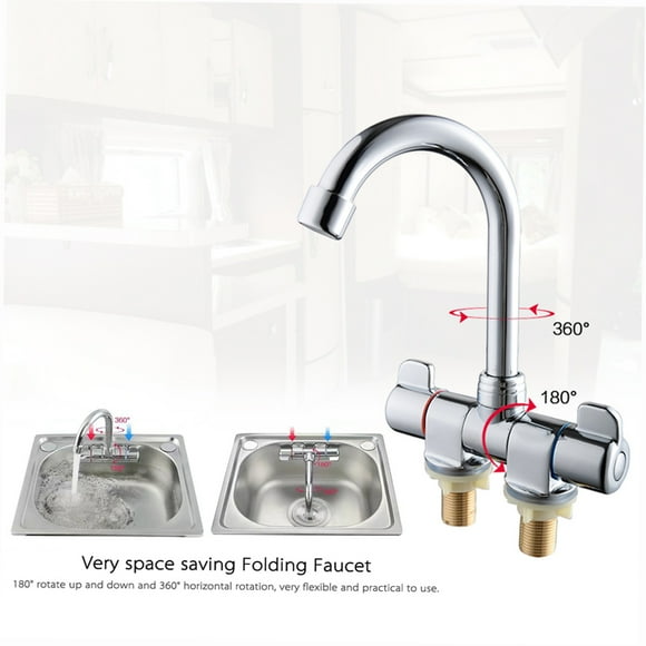 Sink Faucet,Mounted Rv Kitchen And Cold Water Two Handle Kitchen Faucet Deck/wall Mounted Rv Cold Water Tap Qisuo Rv Two Handle Sink Faucet Stainless Steel Faucet Steel Faucet Kitchen Jabey