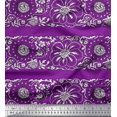 thumbnail image 1 of Soimoi Polyester Crepe Fabric Leaves & Floral Block Print Fabric by The Yard 42 Inch Wide, 1 of 3