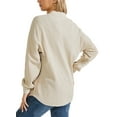 thumbnail image 3 of Chouyatou Women's Boyfriends Loose Fit Batwing Sleeve Waffle Knit Button Down Shirt Shacket Tops, 3 of 5