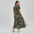 thumbnail image 2 of Army Green Digital Camo Pattern Printed Short Sleeve Maxi Dress, Camo Camouflage Fashion Summer Maxi Dress For Women, 2 of 4
