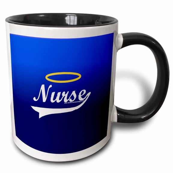3drose, Nurse Angel Halo, 11oz Two-tone Black Mug
