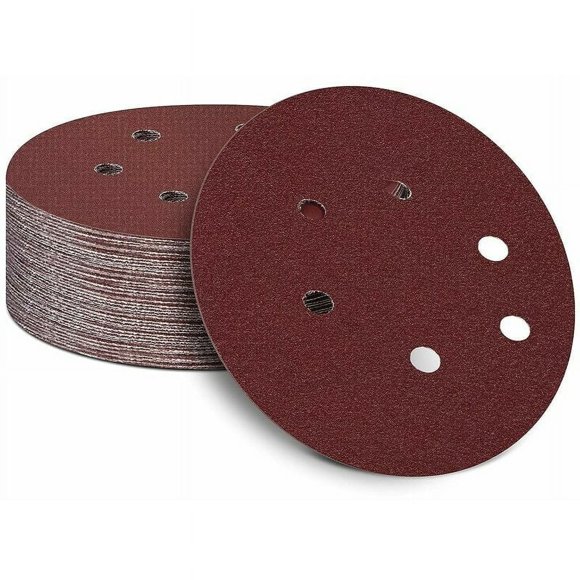 Random Orbital Sander Paper, Aluminum Oxide Particles, Sanding Disc Assorted Grits, 150Mm (6 Inch), 50Pcs, Compatible With 150Mm Eccentric Sanders