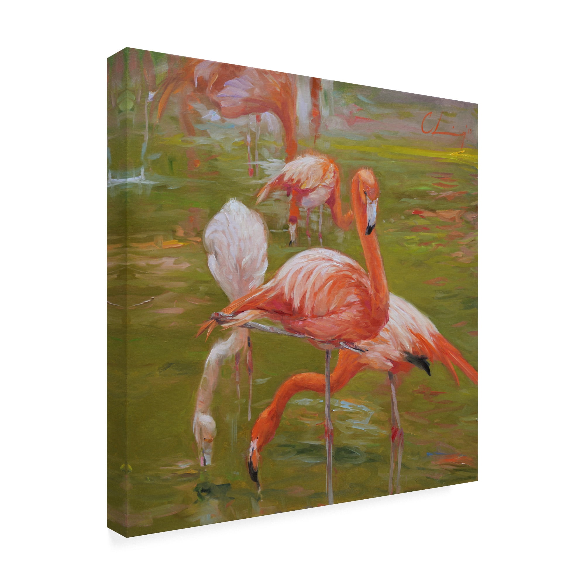 Trademark Fine Art 'Flamingo I' Canvas Art by Chuck Larivey