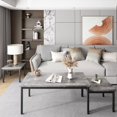 thumbnail image 6 of Coffee Table Set of 3, Modern Coffee Table with 2 Square End Side Tables for Living Room, 6 of 6