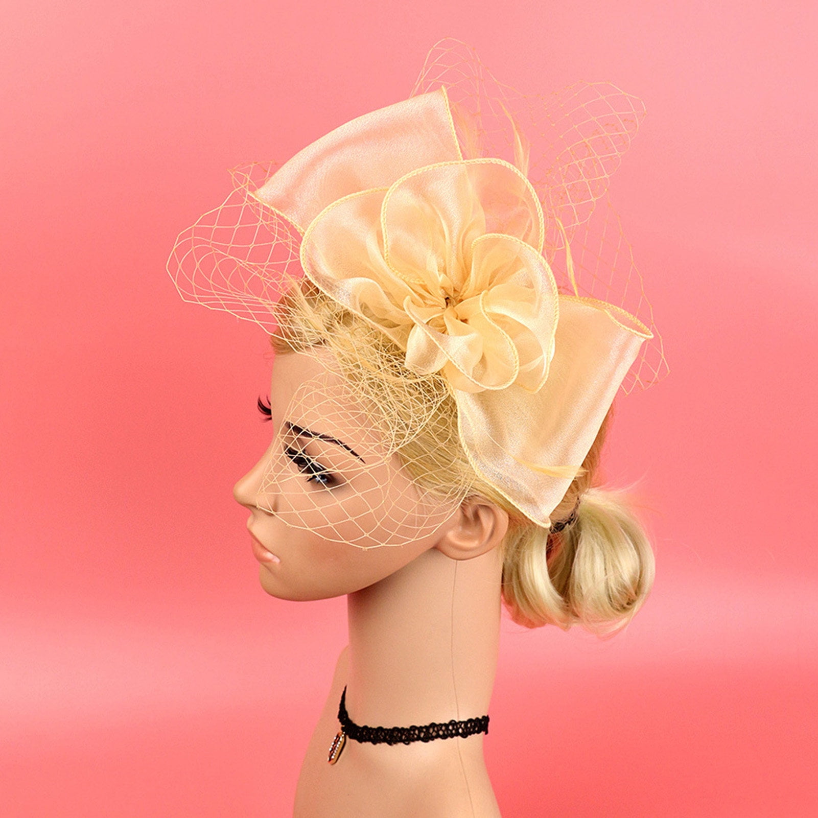 YAOBAMM Prom Fascinator Party Fascinator Hat with Mesh Fishnet