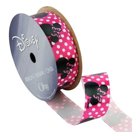 Offray Minnie Mouse Craft Ribbon, 7/8-Inch by 9-Feet, Shocking Pink Dots