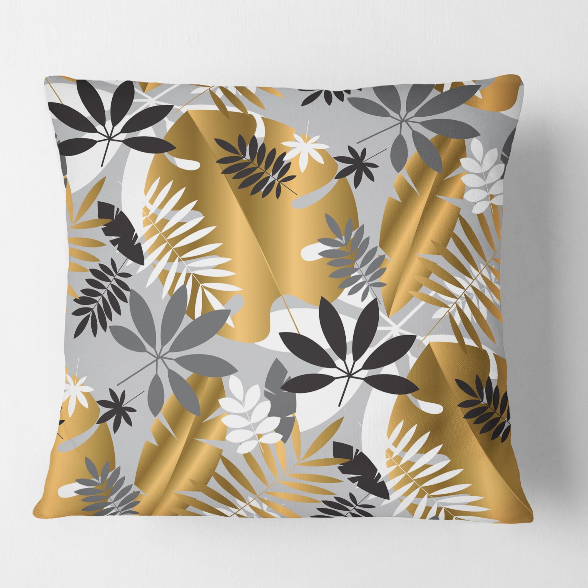 Designart Geometric luxury jungle foliage pattern' Mid-Century Modern Throw Pillow - 18x18