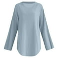 thumbnail image 4 of Vintage Inspired Women's Loose Fit Crew Neck Top Breathable Long Sleeve Everyday Basic Staple Shirt, 4 of 4