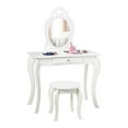thumbnail image 1 of Pemberly Row MDF & Pine Wood Kids 2-in-1 Vanity Set with Mirror in White, 1 of 11