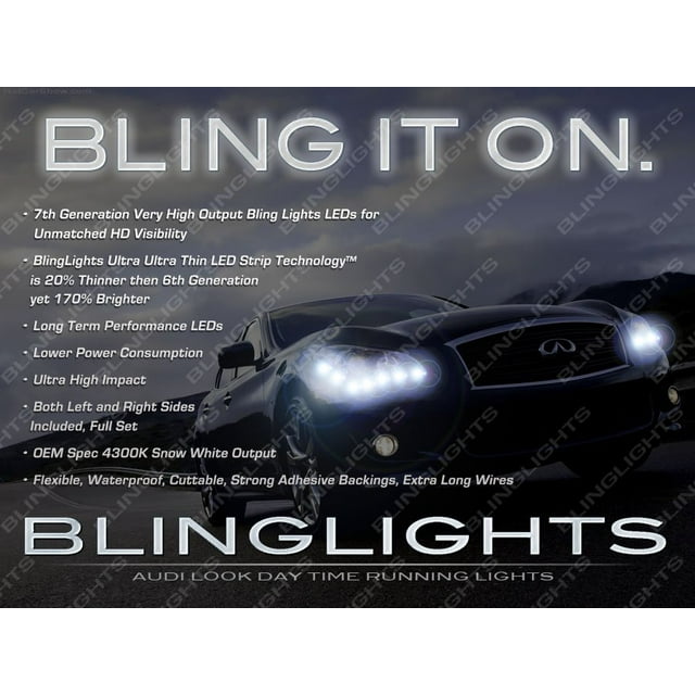 For Infiniti M M37 LED DRL Head Light Strips Day Time Running Lamps 2011 2012 2013