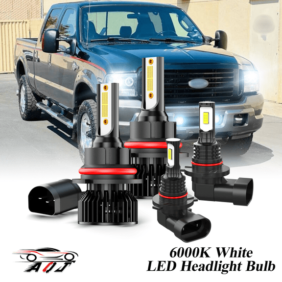 6000K White LED Headlight Bulbs Foglighs Combo Kit For Ford F-250 F-350 Super Duty 2001-2004