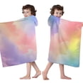 thumbnail image 4 of Pastel Rainbow Clouds Hooded Bath Towel，50"x30" for Ages 3 To 12 Kids, Quick Dry Lightweight Soft Microfiber Hood Beach Towel Cover Up for Kids, 4 of 7
