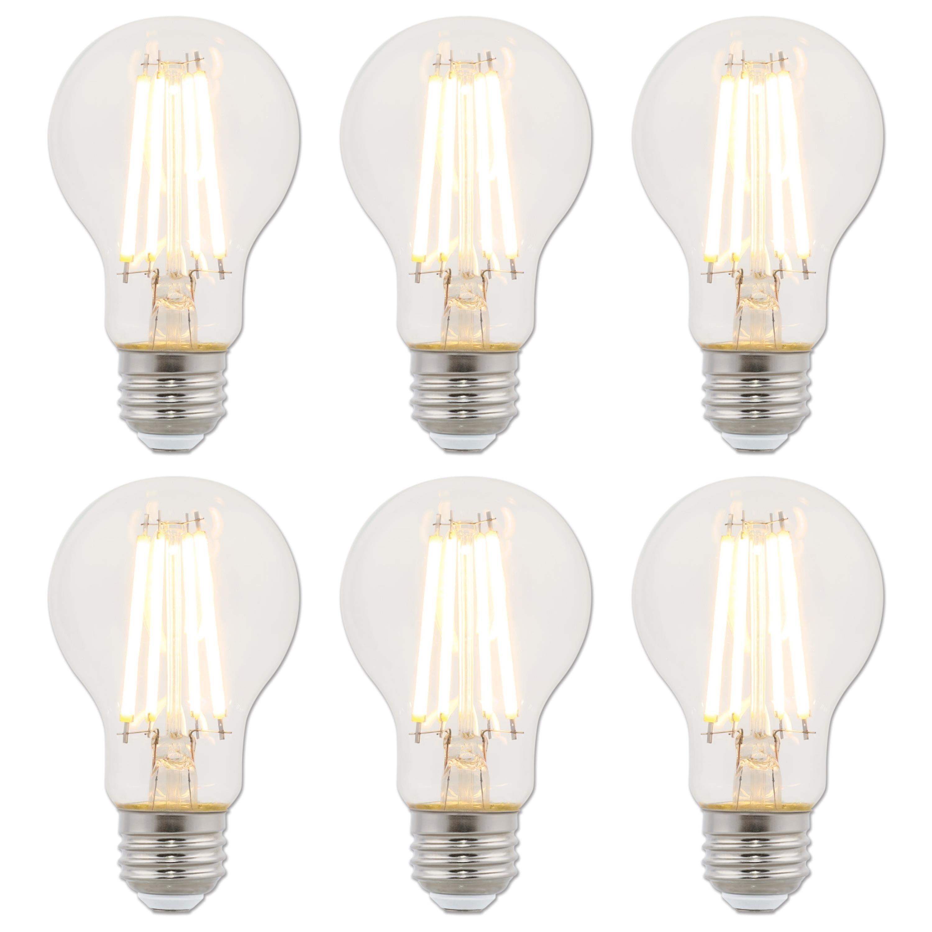 Westinghouse Lighting  8-Watt (75-Watt Equivalent) Clear A19 Dimmable Filament LED Light Bulb, Medium Base - 6-Pack