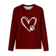 thumbnail image 4 of ibuvkizy Womens Sweatshirts Valentines Day Love Heart,Women's Printed Round Neck Pullover Long Sleeved Casual Womens Sweatshirts Wine,XXL, 4 of 4