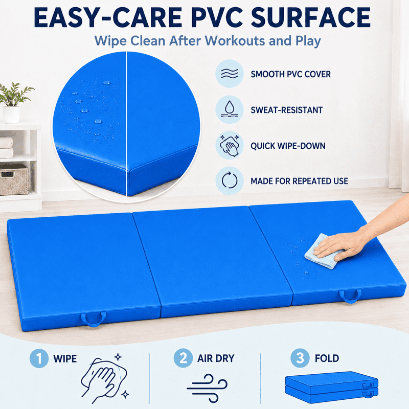 Tumbling Mat, 6’x2" Thick High Density Anti Tear Gymnastics Mat, Gym Folding Exercise Aerobics Mats w/Carrying Handles for Home Gym Exercise, Multiple Colors