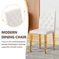 thumbnail image 4 of StnTalk 39″ Round Glass Dining Table Set for 4 with White Faux Leather Chairs, Modern Tempered Glass Kitchen & Dining Room Table with Gold Metal Base and Upholstered Seating ﻿, 4 of 10