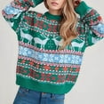 thumbnail image 4 of Holiday Sweaters For Women Funny Xmas Reindeer Printed Loose Fit Cute Crew Neck Christmas SweatshirtsCasual Winter Soft Warm Knit Jumper Tops Green XL, 4 of 7