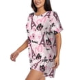 thumbnail image 3 of Womens Pajama Sets With Pocket, Butterfly Tower pink Lounge Sets Short Sleeve Sleepwear PJ Sets for Women, 3 of 6