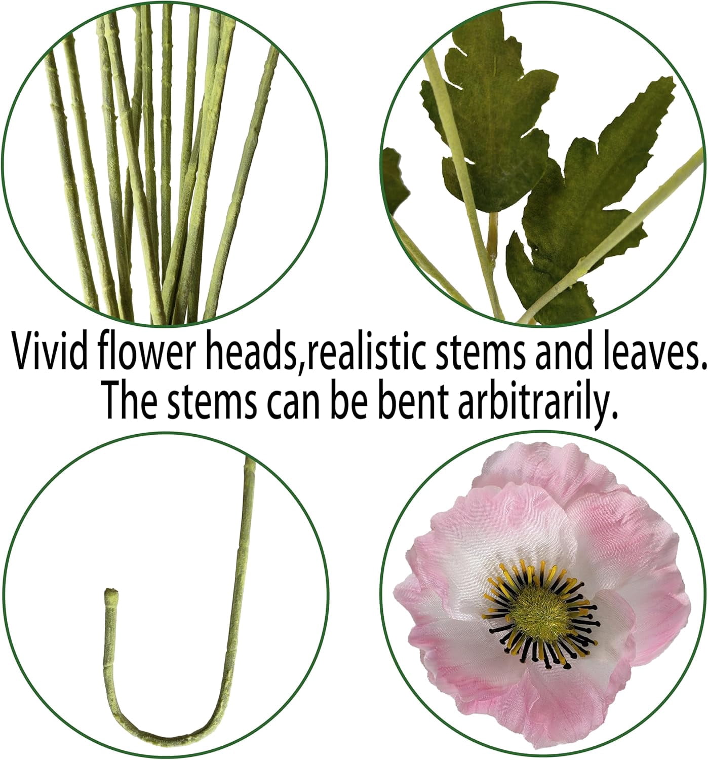 Pink Poppy Flowers Artificial for Wedding Decorations,12 Pcs Fake Faux Silk Poppies Bulk for Home Decor Table Centerpieces Floral Arrangement(23.5‘’, Pink)