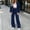Navy, variant on Women's 2‑Piece Casual Tracksuit Set, Ribbed Zip‑Up Round‑Neck Top & Elastic Waist Drawstring Wide‑Leg Sweatpants, Soft Stretch LoungeOutfit for Fall Winter Daily Casual Navy XL