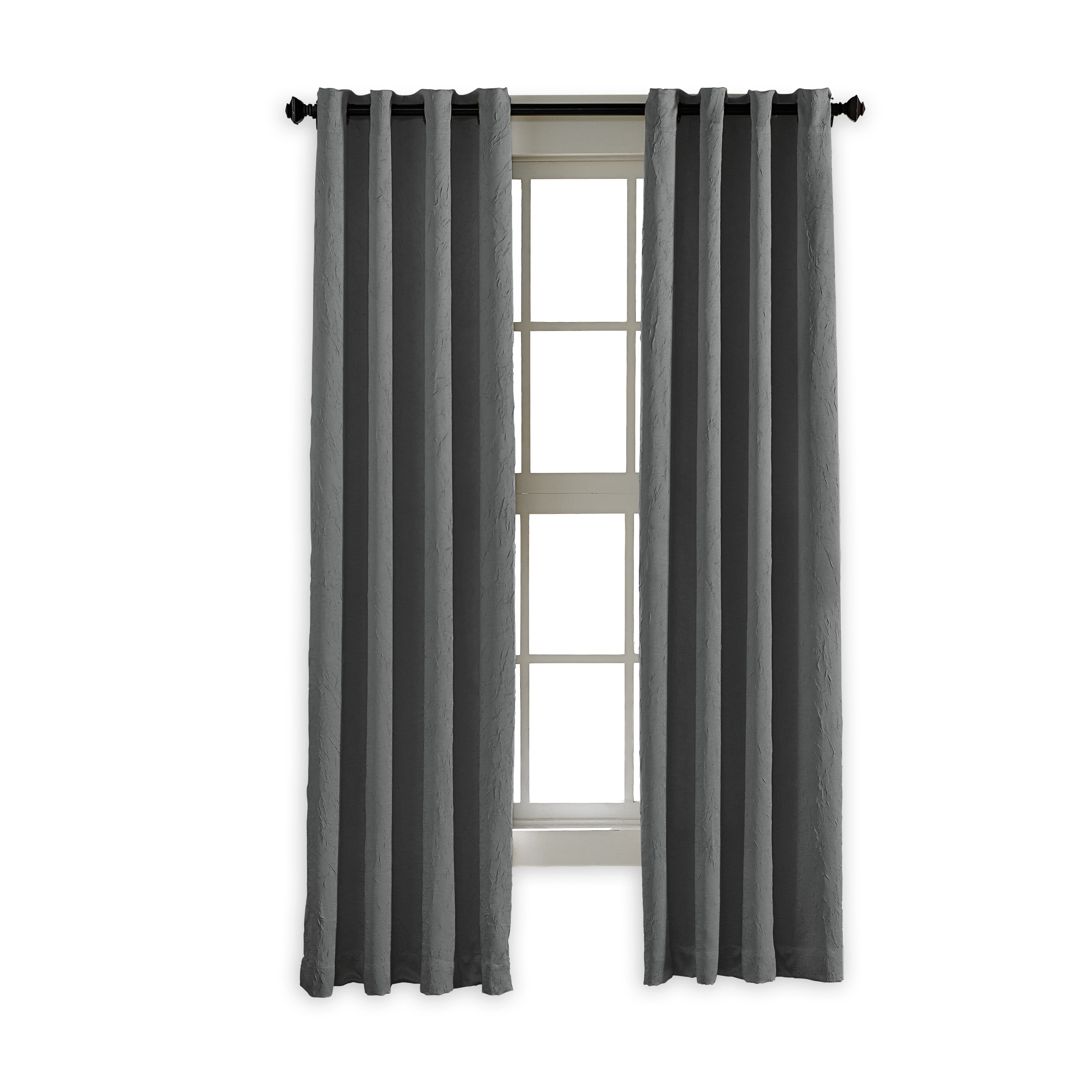 Curtainworks Lenox Grommet Indoor Single Curtain 50" x 144", Gray, Polyester, Adult