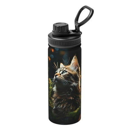 

Noikeo Realistic Style Cute Cat for 18oz Insulated Water Bottle Stainless Steel Sports Water Cup Flask with Spout and Handle Lid for Sports Travel Car And School