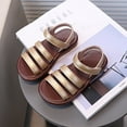 thumbnail image 2 of TOWED22 Girls Sandals Cute Open Toe Summer Flat Sandals Dress Shoes Lightweight Beach Holiday（Gold,10）, 2 of 8