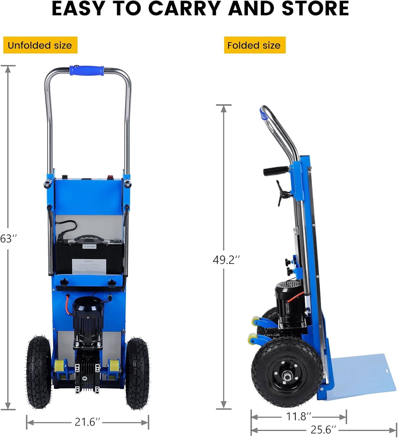 Joreek Electric Stair Climbing Dolly 1200W Powered Stair Climbing Hand Trucks 880lbs Max Capacity Electric Dolly for Stairs with 4M Safety Rope