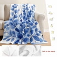 thumbnail image 5 of Elegant Eucalyptus Blanket Soft Cozy Warm Twin Blanket for Bed, Plush Fuzzy Flannel Fleece Blankets for Sofa, Blue Botanical Leaf Abstract Art Throw Blankets for Couch, Gifts for Men, 60"x80", 5 of 9