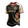thumbnail image 2 of Mexico Soccer Jersey T-Shirt, Mexico Aztec Mayan Calendar V Neck Short Sleeve Tee, Mexico Shirt for 2026 Soccer Game Fans Black Size: S, 2 of 7