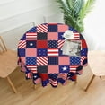 thumbnail image 5 of American Flag Patchwork Round Tablecloths 60 Inch Vertical Blue Red Striped Table Cloth Wipeable Table Cover Protector Stars and Stripes Table Covers for Party, Picnic, Dinning, Weddings, 5 of 6