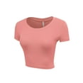 thumbnail image 3 of Women's Casual Slim Fit Short Sleeve Crew Neck Basic Crop Top T Shirts, 3 of 5