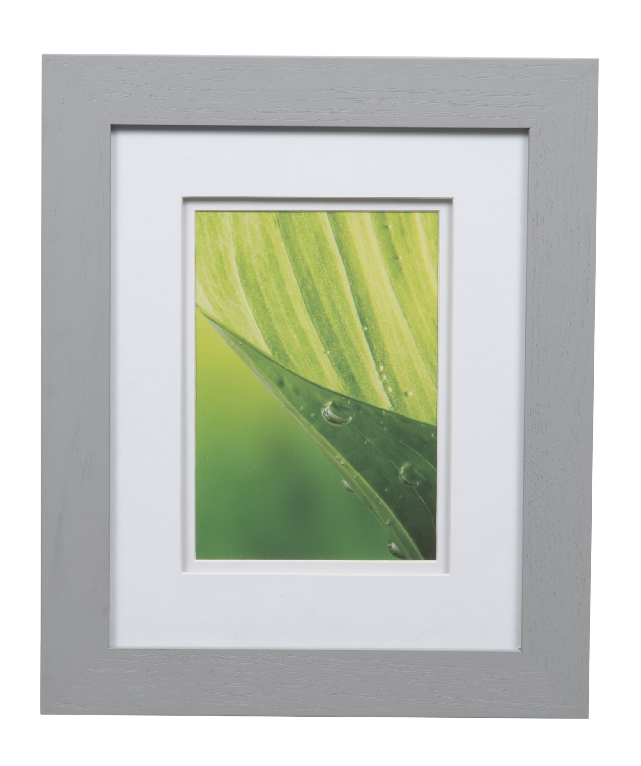 11"x14" Flat Grey Wall Frame Display with Double White Mat for 8x10 Picture Gray 