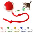 thumbnail image 1 of Jouet pour Chat, Balle Interactive avec Queue, Jouets à Roulettes Rechargeables USB, Mouvement 360° pour Chats et Chatons d'Intérieur, Jeu de Poursuite Intelligent, Rouge, 1 of 4