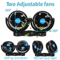 thumbnail image 3 of Ventilador de coche Alagoo, ajustable, 10 cm, doble cabezal, 12 V, clip para coche, 3 of 6