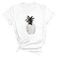thumbnail image 3 of TSADFHJI Hauts pour Femmes Automne Mode Été Décontracté Mignon Imprimé Haut en Verre Manches Courtes T-Shirt TTG Blanc, 3 of 3