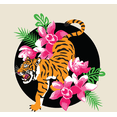 thumbnail image 2 of Natural World Tiger & Flowers Natural Men's Crew Neck Short Sleeve Tee-Small, 2 of 2